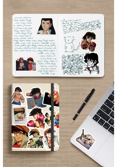 Ashita No Joe Tomorrow's Joe Anime Telefon Laptop Bullet Journal Sticker Paketi 22 Adet Çok Renkli