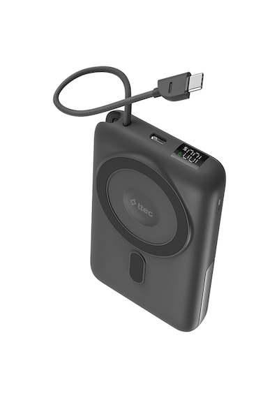 Ttec Recharger M Lcd 10.000mah Magsafe Uyumlu Pd 20w Usb-c Dahili Kablolu Stantlı Taşınabilir Hızlı Siyah