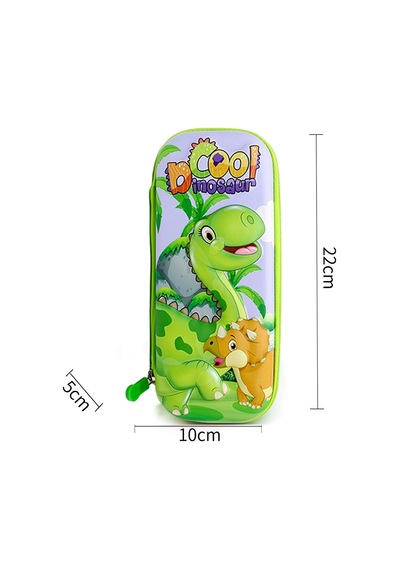 Cool Dinozor Kalem Kutusu 3d Kabartmalı Geniş Kapasiteli Kalemlik - Şirin Dinazor Yeşil