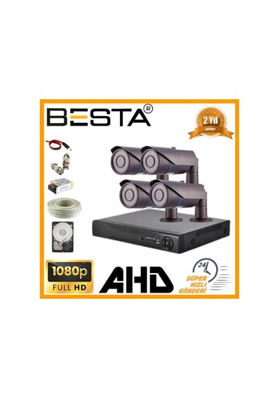2 Mp 1080p 4 Kameralı Harddisk Dahil Ahd Güvenlik Seti