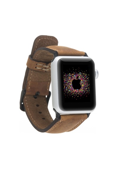 Bouletta Apple Uyumlu  Watch 42-44-45 MM Deri Kordon Taba