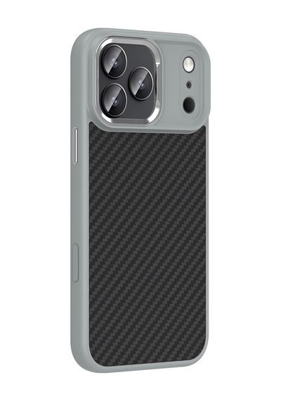 Apple Uyumlu iPhone 17 Pro Kılıf M-safe Şarj Özellikli Karbon Fiber Görünümlü Zore Truva Silikon Kapak Siyah