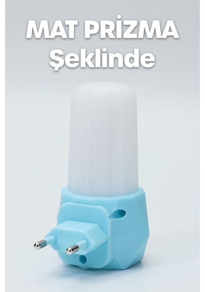 Gece Lambası Prizma Tip 2 Mod Sarı-beyaz Işık Tuşlu Koridor Hol Işığı Uyuma Işığı Turkuaz Gc07 Mavi