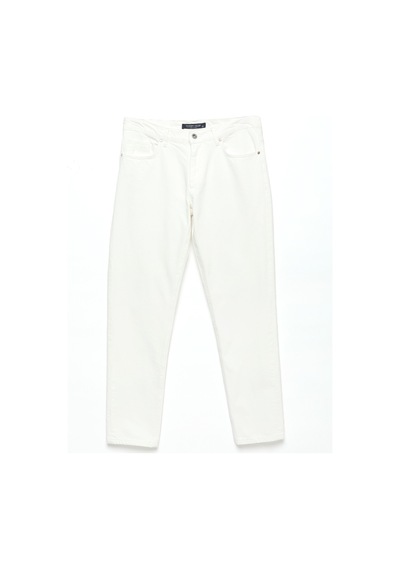 Ramsey Beyaz Düz Regular Fit Denim %100 Pamuk Pantolon