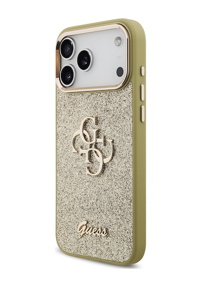 Apple Uyumlu iPhone 17 Pro Max Kılıf Guess Lisanslı 4g Büyük Metal Logolu Glitter Kapak Gold Gold
