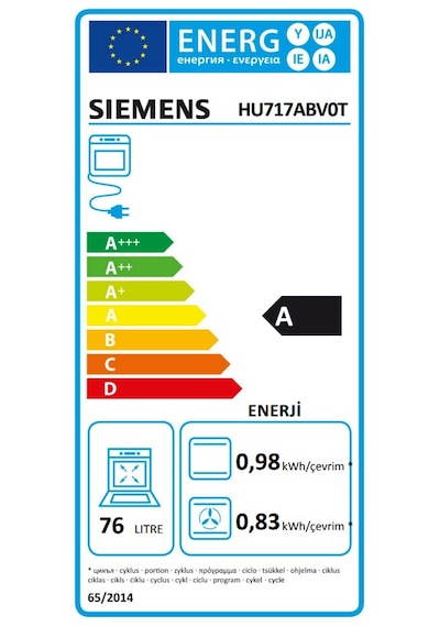 Siemens HU717ABV0T Buhar Destekli Ankastre Fırın Beyaz