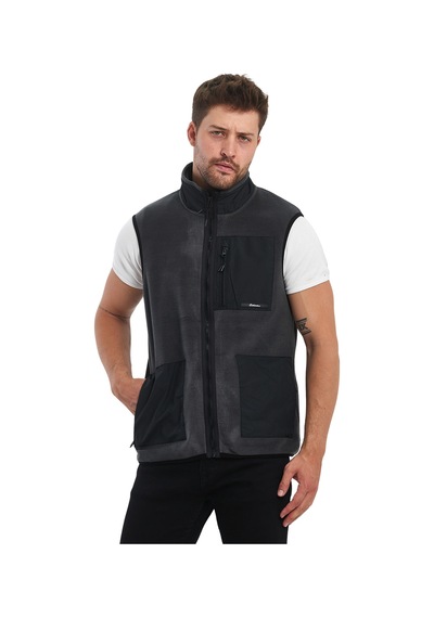 Adams Erkek Polar Kolsuz Çift Renk Yelek 3 Cepli Comfort Fit Antrasit