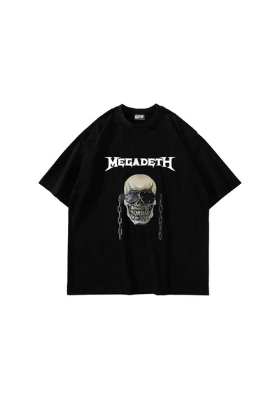 Startmore Adrift Megadeth Baskılı Beyaz Unisex Oversize Siyah