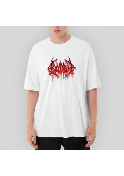 Bloodbath Logo Red Oversize Beyaz Tişört Beyaz