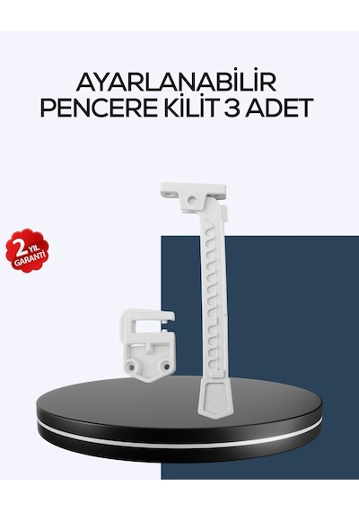 Çocuk Güvenliği İçin Cam Pencere Kilidi 3 Adet Beyaz