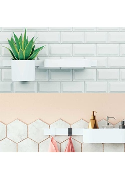Wallstoris - Duvar Çubuğu 50 Cm, Banyo Muhafazası, Yapıştırmak Veya Delmek İçin Saklama Sistemi İçin Sabitleme Genel