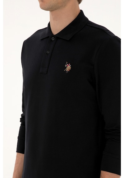 U.S. Polo Assn. Erkek Regular Fit Polo Yaka Siyah Basic Sweatshirt 50313772-VR046