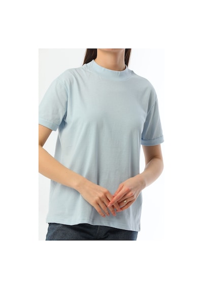 Kallima Mavi 2'Li Paket Dik Yaka Rahat Kalıp  Pamuk T-Shirt Mavi