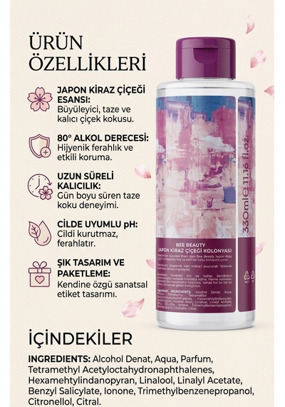 Kiraz Çiçeği Kolonyası 330ml 80 Derece