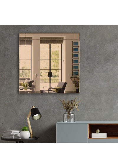 Ayna | Bronz Ayna | Dikdörtgen Kanallı - Kare Ayna | 60Cm X 60Cm Bronz