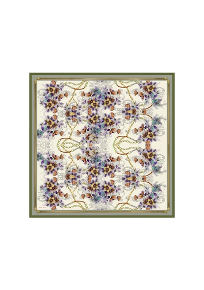 Pierre Cardin Yeşil Çiçek Desenli 90x90 İpek Twill Eşarp Yeşil Çiçek Desenli Yeşil Çiçek Desenli