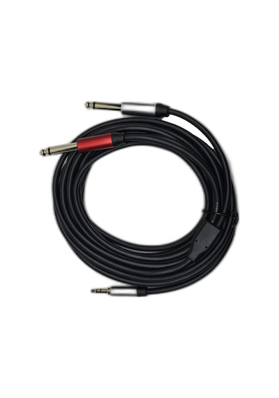 5 Metre 3.5 Mm To 2 X 6.35 Mm Ses Kablosu - Aux To Çivi Jak Mikser Ve Amfi Bağlantı Kablosu