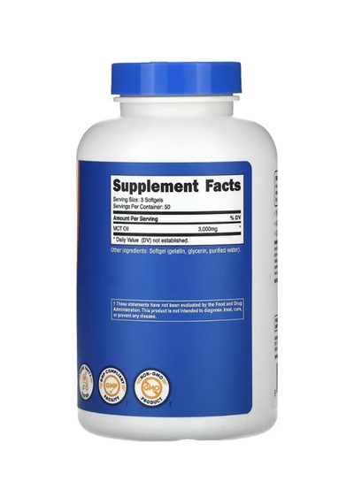 Nutricost, Mct Oil, 3,000 Mg, 150 Softgels 1,000 Mg Per Soft...