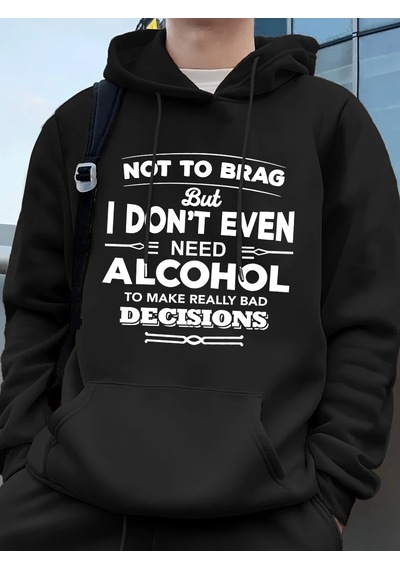 Startmore Tarzsokak Gerçekten Kötü Kararlar Verin Baskılı Erkek Kapüşonlu Üstü Sonbahar Bol Sweatshirt Hip Hop Ce Siyah