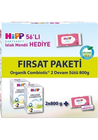 Hipp 2 Organik Combıotic Bebek Sütü 800 G x 2 + Islak Mendil
