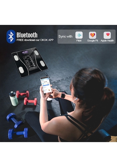 Akıllı Kablosuz Dijital Banyo Ve Vücut Ağırlık Ölçeği Vücut Kompozisyonu Analizörü Bluetoothlu Tartı Lisinya