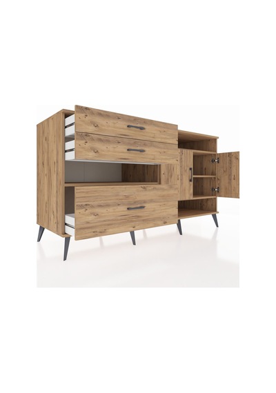 Kronos Konsol 4 Raflı 3 Çekmeceli 2 Kapaklı 176x59x99 Çam-çam Çam-çam