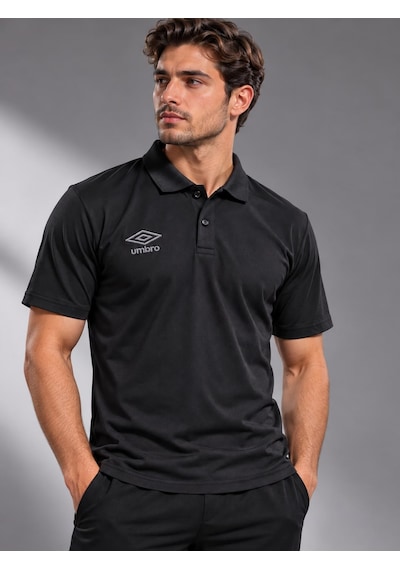 Umbro Black Kamp Erkek Siyah Pamuklu Polo Yaka Spor Tişört Tf0590