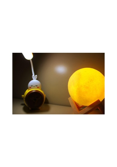 Işık Kasabası 134 Tepe Lambalı Kalem Traşlı Sarı Uçak Masa Lambası İle 3 D Led Küre Sarı Gece Lambası