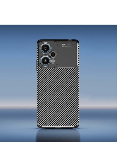 Xiaomi Poco F5 Kilif Lens Karbon Tasarim Negro Silikon Kapak