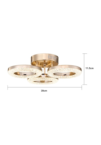 Oylum 3'lü Gold 24 Watt Kristalli Koridor Salon Led Plafonyer Avize Gold