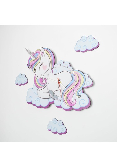 Sevimli Unicorn Çocuk Odası Ahşap Duvar Saati Elf-2312026 Diğer