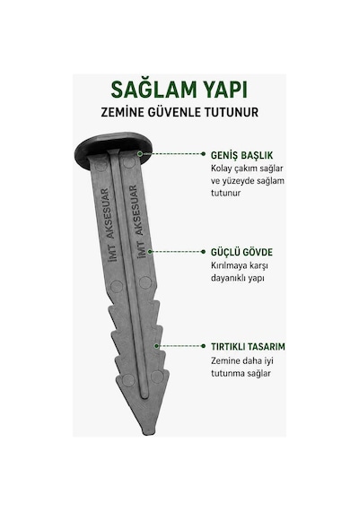 Çim Ayırıcı Ve Jüt Bezi Kazığı 25 Adet Çim Sınırlayıcı Zemin Sabitleme Çivisi Siyah