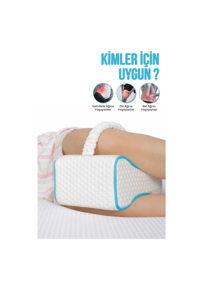 Luna Diz Arası Ortopedik Yastık Bacak Arası Visco Yastık - 25x20x14-7,5cm Beyaz