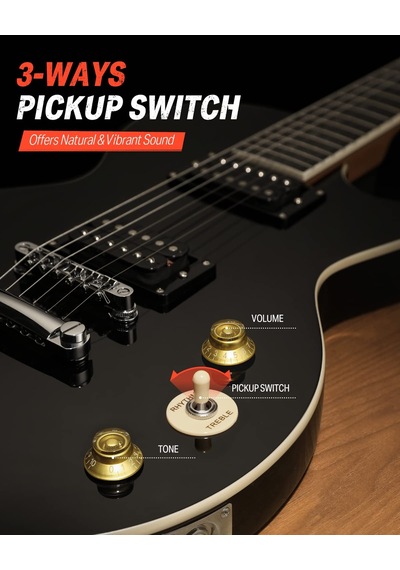 Donner Lp Elektro Gitar Kiti Tam Boy Gitar Başlangıç Seti 90 Cm 39 İnç Tek Parça Gövde, Çanta, Askı, Tel Lp Stili, Siyah