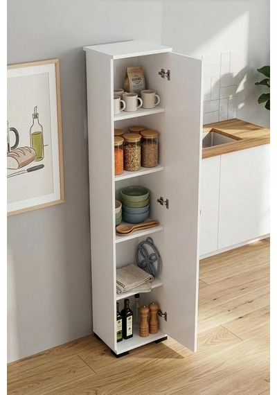 Mutfak Dolabı Çok Amaçlı Dar Kiler Dolap Raflı Kapaklı Organizer 5 Katlı 244 Beyaz Çok Renkli Mutfak Dolabı Çok Amaçlı Dar Kiler Dolap Raflı Kapaklı Organizer 5 Katlı 244 Beyaz Çok Renkli