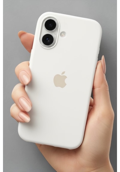 Iphone 16 Uyumlu Kılıf Logolu Lansman Soft Yumuşak Içi Kadife Silikon Kapak Beyaz