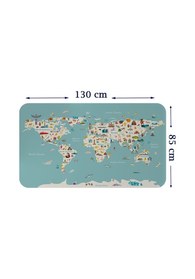 Eğitici Dünya Haritası Dünya Atlası Çocuk Ve Bebek Odası Duvar Sticker-85x130-3786 Çok Renkli