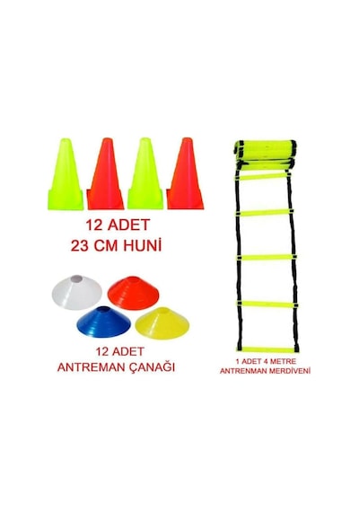 Leyaton Turuncu Antrenman Seti 4 Metre Merdiven + Huni + Küçük Çanak Seti, Tek Ebat, Frk20021, Karışık Çok Renkli