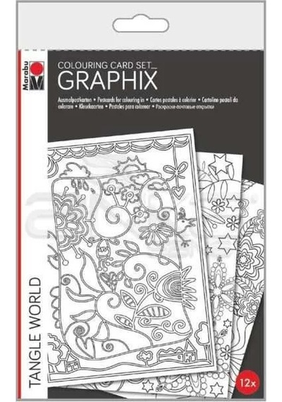 Marabu Graphix Colouring Card 12li Poodle Doodle Set