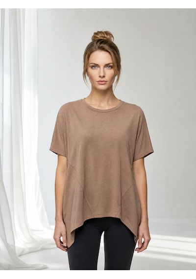 Nealirsanall.com Kadın Penye Oversize İtalyan Tunik - Asimetrik Kesim Salaş Tişört Siyah