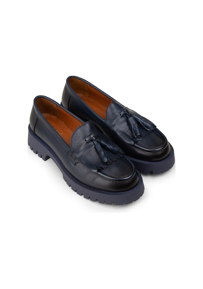 Deery Kadın Hakiki Deri Lacivert Püsküllü Loafer - 02033zlcvc02