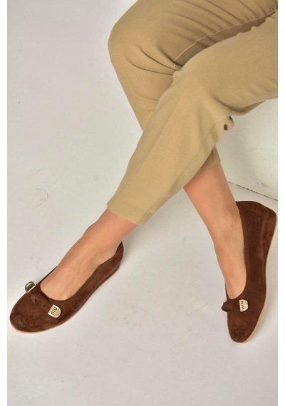 Fox Shoes Y250750702 Kahverengi Süet Alçak Dolgu Tabanlı Kadın Ayakkabı Kahverengi