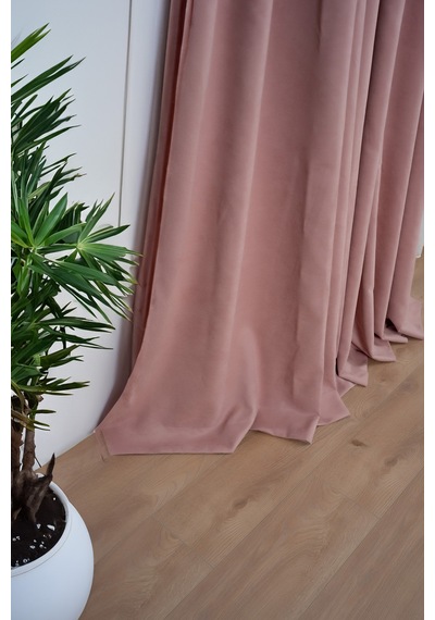 Kadife Dokulu Ada Fon Perde Salon Yatak Odası Pembe