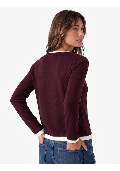 Koton Slim Fit Renk Kontrastlı Katmanlı Uzun Kollu Bisiklet Yaka Tişört Mor 7wak50105ek