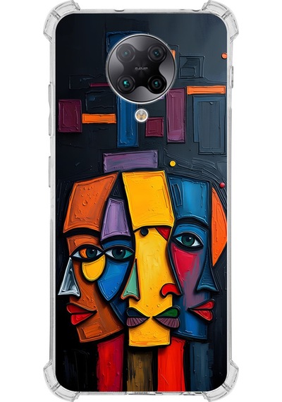 Poco F2 Pro İle Uyumlu Köşe Korumalı Kılıf Metamorfoz Trinite Tasarımlı Uv Baskılı Şeffaf