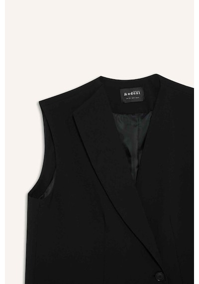 Defacto Regular Fit Ceket Yaka Düğmeli Blazer Yelek F6105ax25aubk81 Siyah