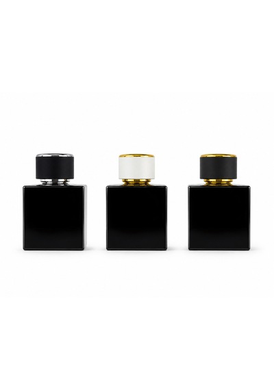 15 Adet Boş Cam Parfüm Şişe, 100 Ml, Küp Mia Model, Siyah-fkb-100