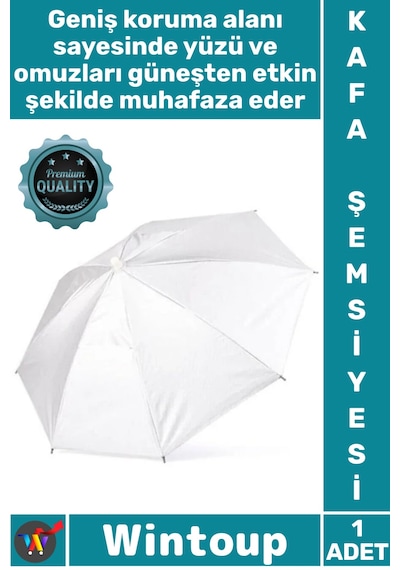 Wintoup Şemsiye Güneş Koruyucu Ayarlanabilir Pratik Portatif Plaj Kamp Balıkçı Şapka Kafa Şemsiyesi Beyaz Çok Renkli