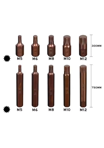 40 Parça Bits Uç Seti Torx Allen Ve Spline S2 Çelik Malzeme
