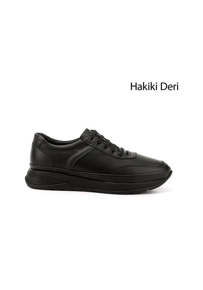 Gönderi(R) Erkek Kömür Bağcıklı Hakiki Deri Comfort Sneaker Ddma80442139 Siyah